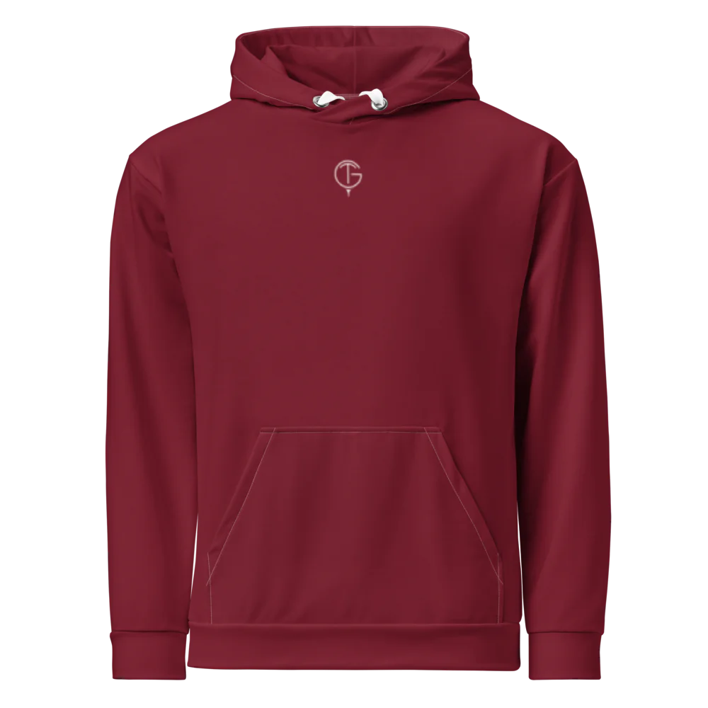 GolfThing PureForm Golf Hoodie - Maroon White Detailing