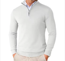 Beige Men's Heritage Quarter-Zip Slim Fit Pullover on a mannequin