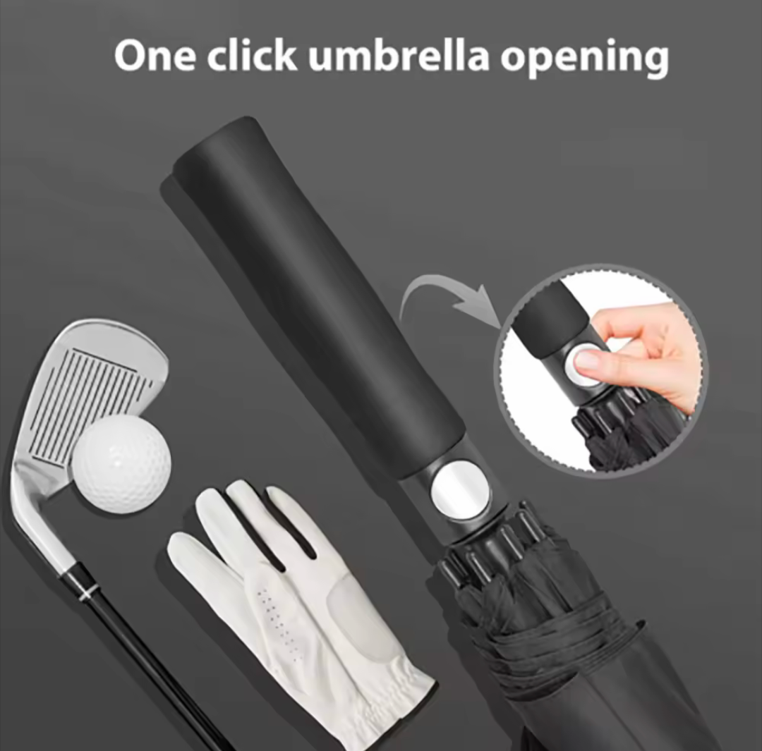 GolfThing Black Windroof Dual Canopy Umbrella (132cm Diametre)