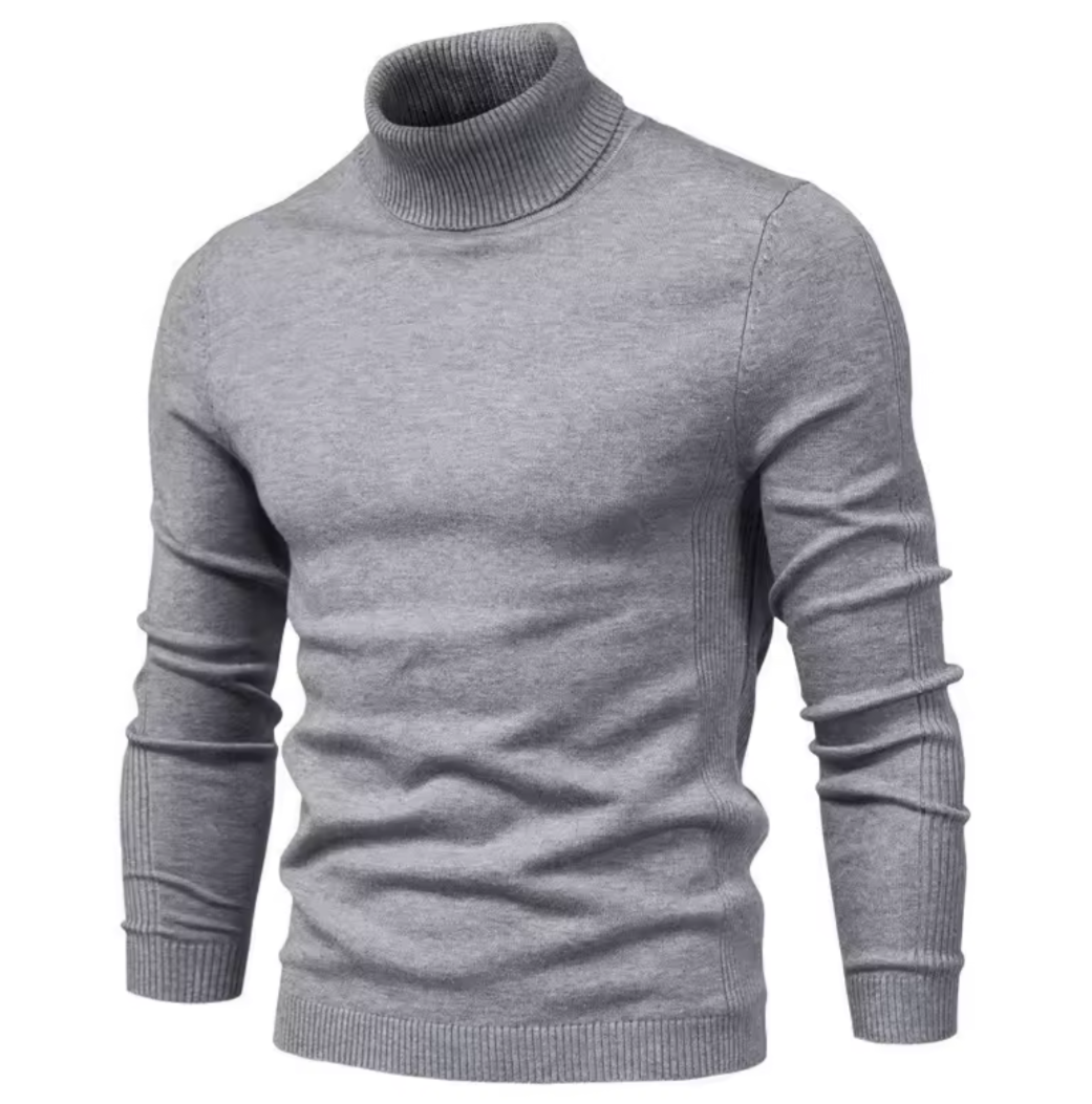 GolfThing roll-neck sweater pullover in grey on golf course background