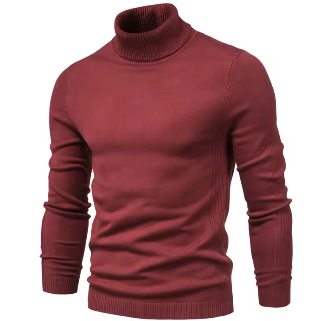 GolfThing Roll-Neck Sweater dark red lightweight breathable golf pullover
