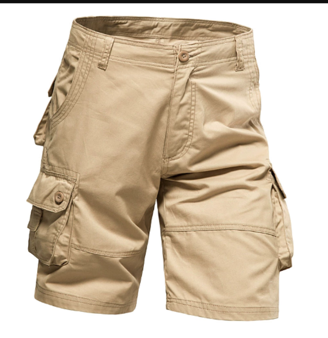 GolfThing High Quality Cotton Outdoor Cargo Shorts - Khaki