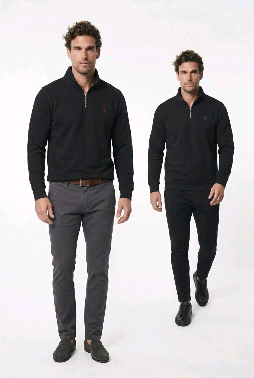 GolfThing Links Quarter-Zip Golf Jumper - Black