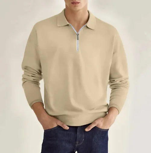 GolfThing Men's Elite Fit Quarter Zip Jumper - Moisture Wicking Apricot