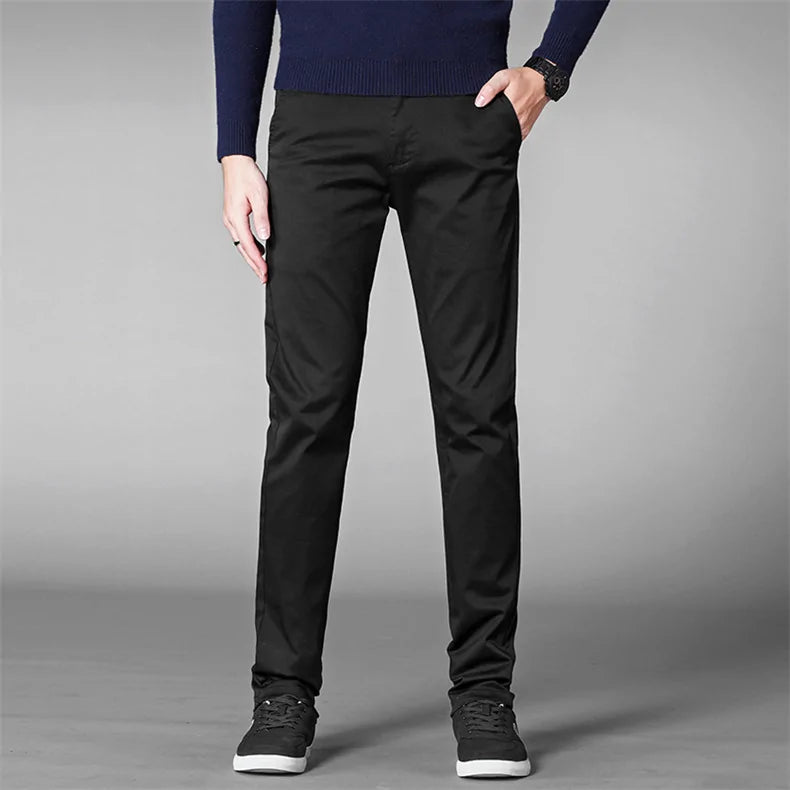 GolfThing Men's Fitted Golf Chinos - Golf Trousers in Navy