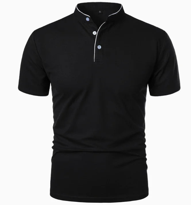 GolfThing Stand-Up Collar Golf Polo Shirt - Light Grey