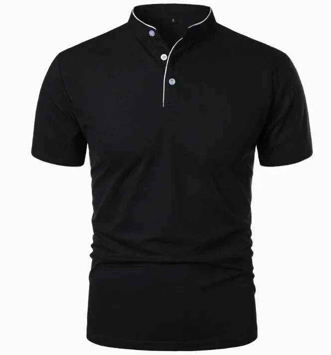 Pink GolfThing stand-up collar golf polo shirt with moisture-wicking fabric and athletic fit