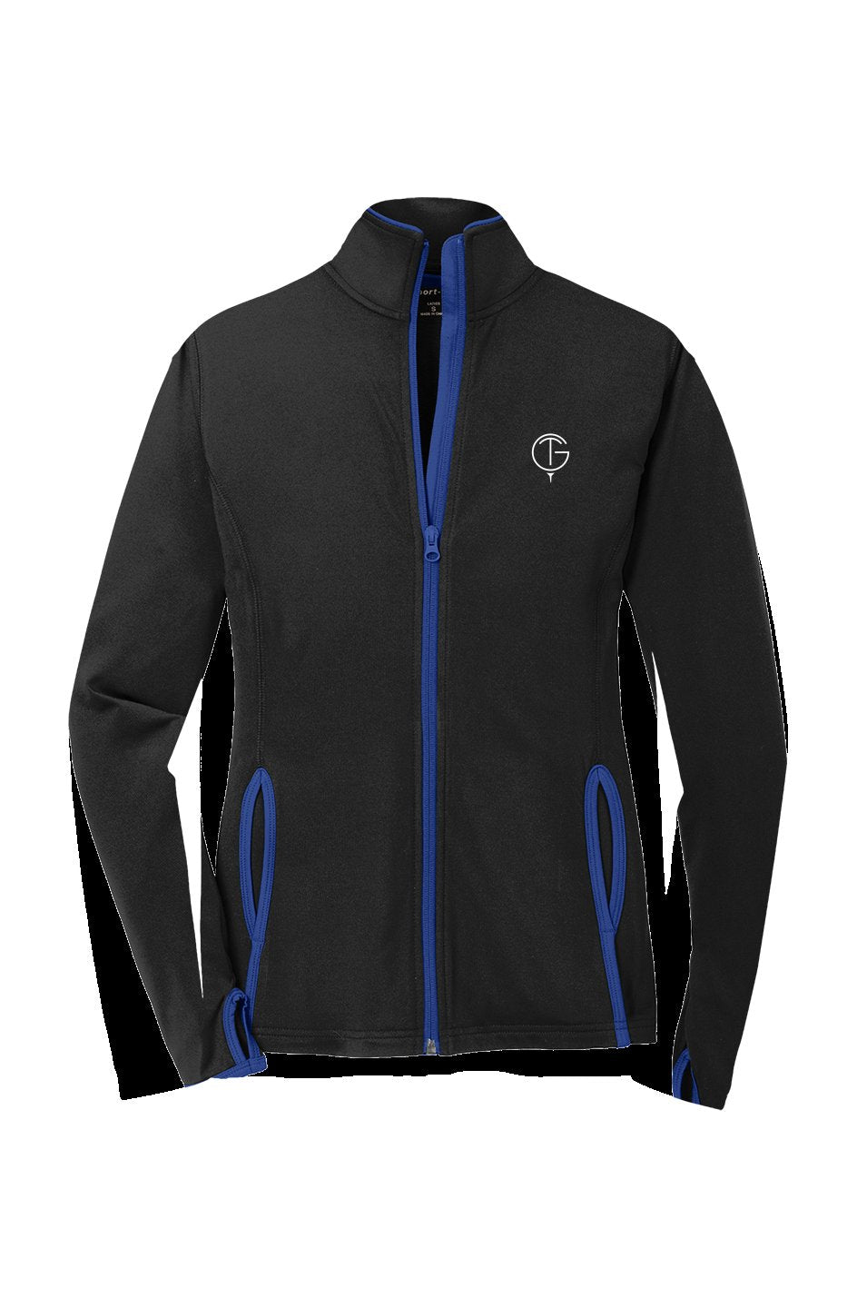 GolfThing Moisture Wick black and true royal golf jacket with moisture-wicking fabric and contrast details