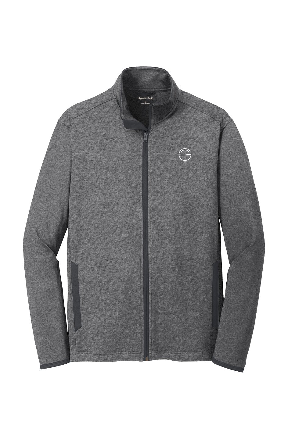 Men GolfThing grey moisture-wick golf jacket with flexible fit and contrast details