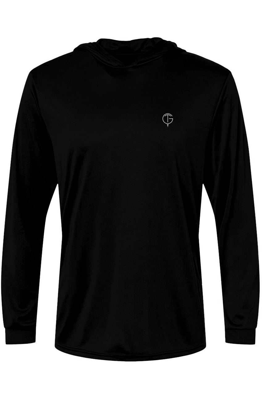 GolfThing Active Dry-Fit lightweight golf hoodie made of 100% microfiber polyester with UPF 50+ sun protection and advanced moisture-wicking technology