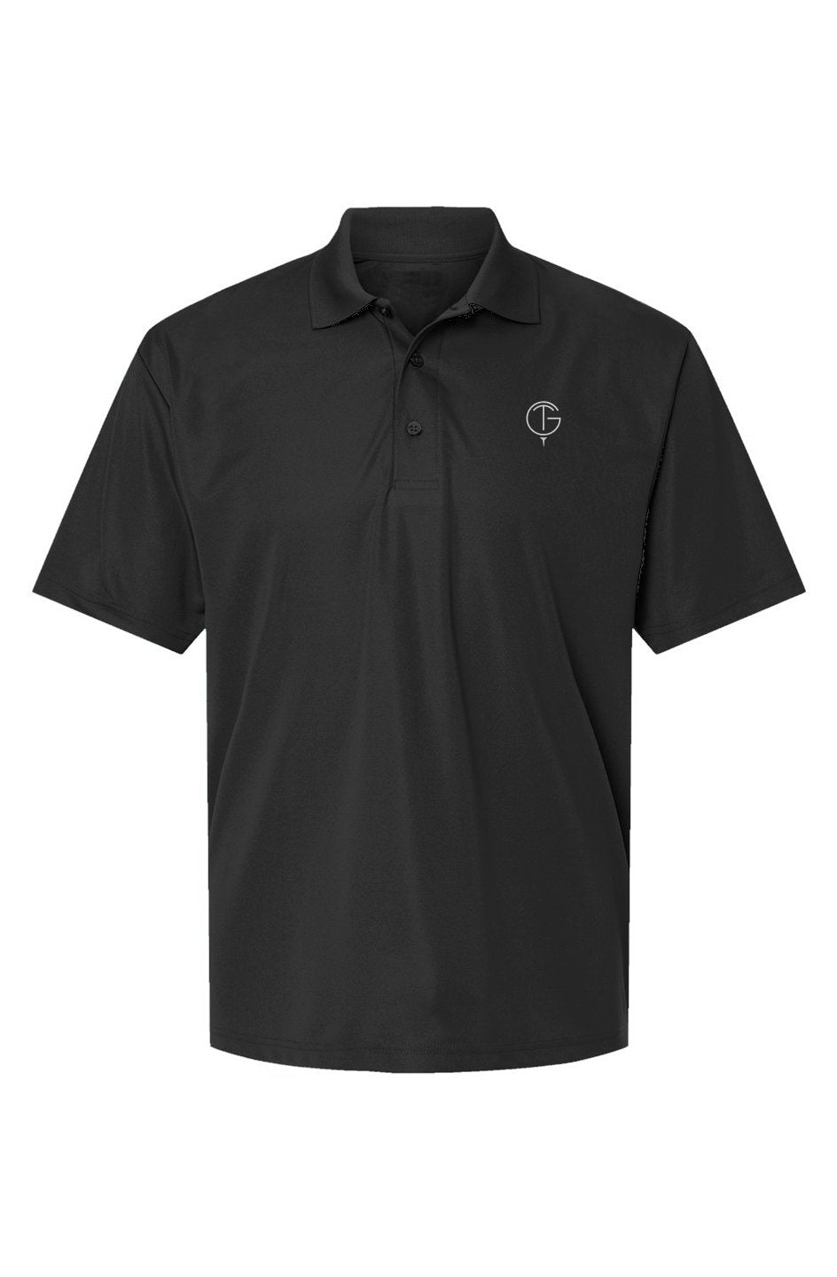 Size chart for GolfThing 360° Tech-Stretch Polo in inches with performance features and benefits overview