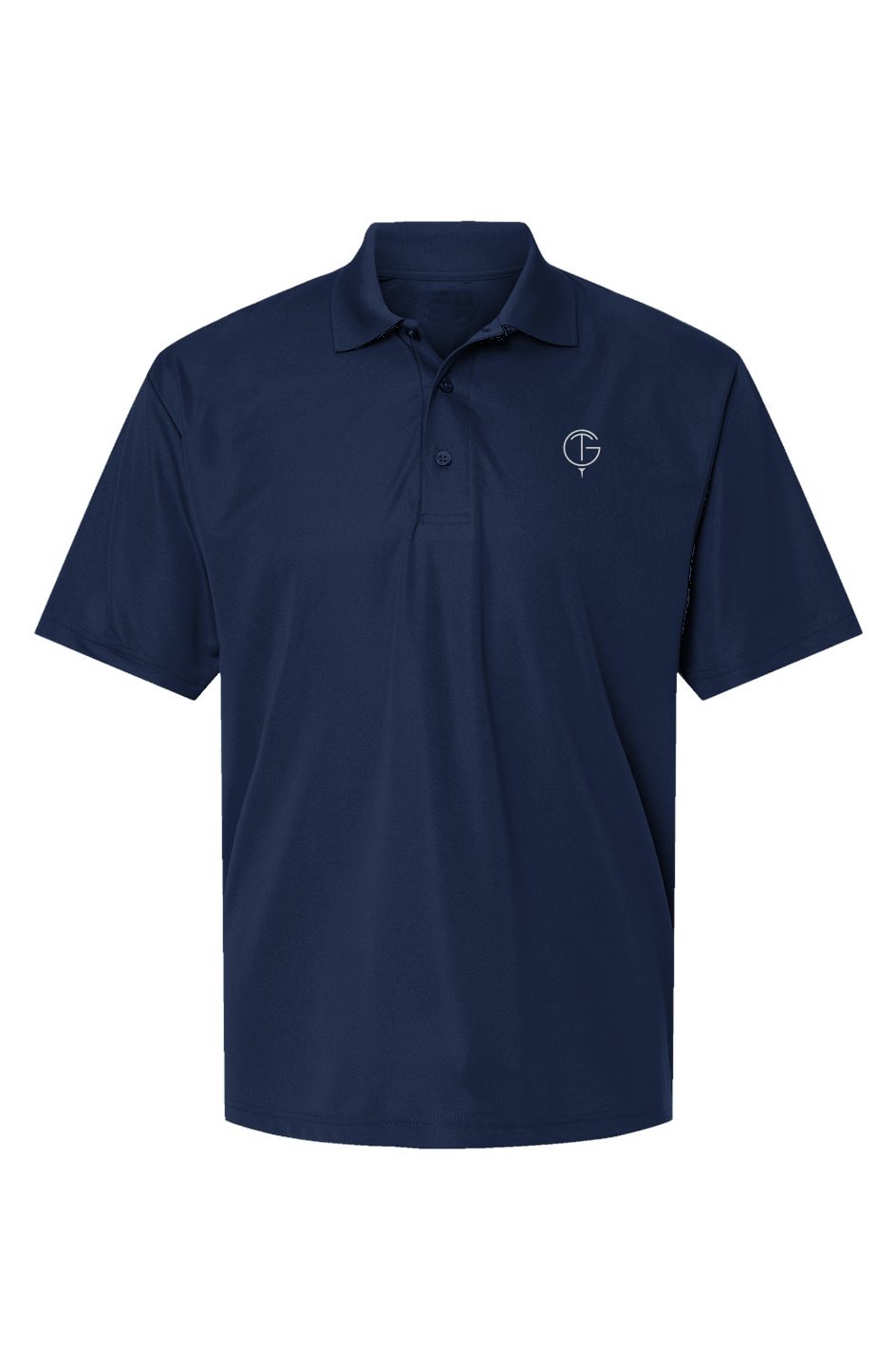 GolfThing Golf Polo Shirt with 360° tech-stretch and size chart in inches for performance and comfort