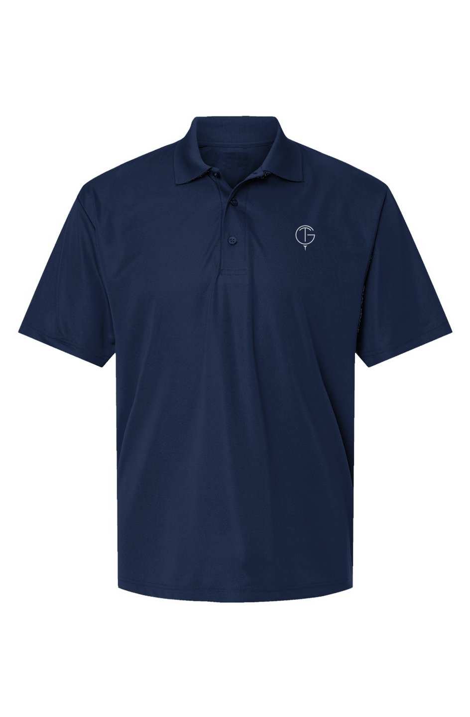 GolfThing Golf Polo Shirt with 360° tech-stretch and size chart in inches for performance and comfort