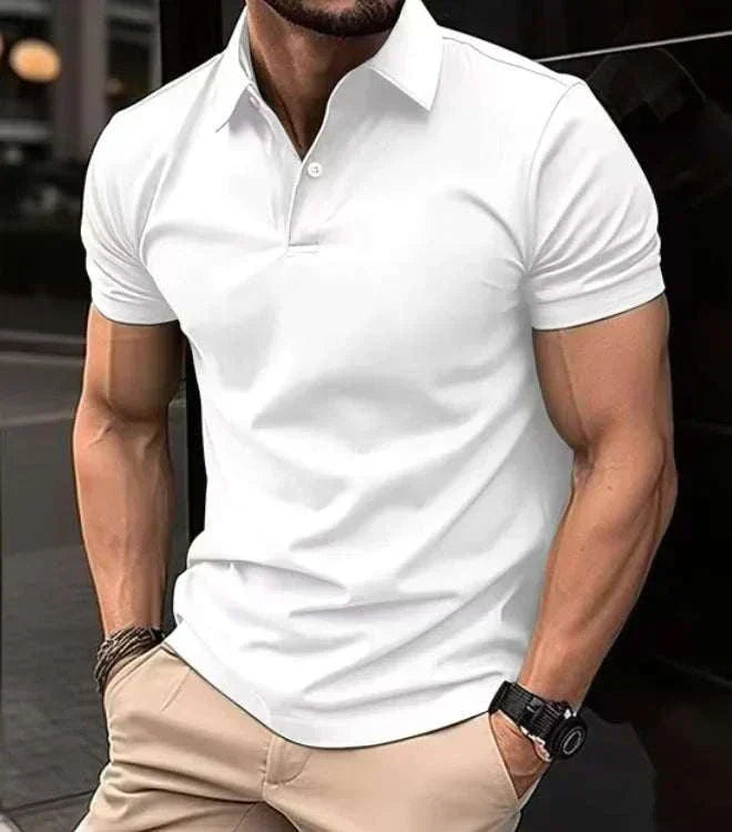 GolfThing Mens Polo Shirt - Slim Fit Denim Blue