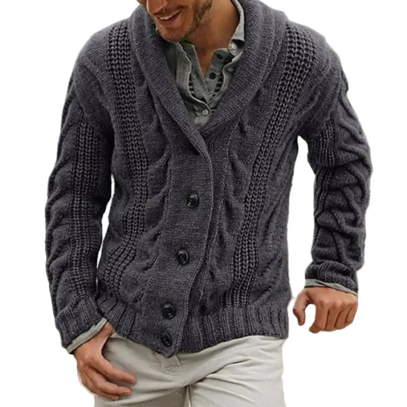 GolfThing Classic Knit Cardigan sweater with twisted flower cable knit and tailored fit for golf and casual wear