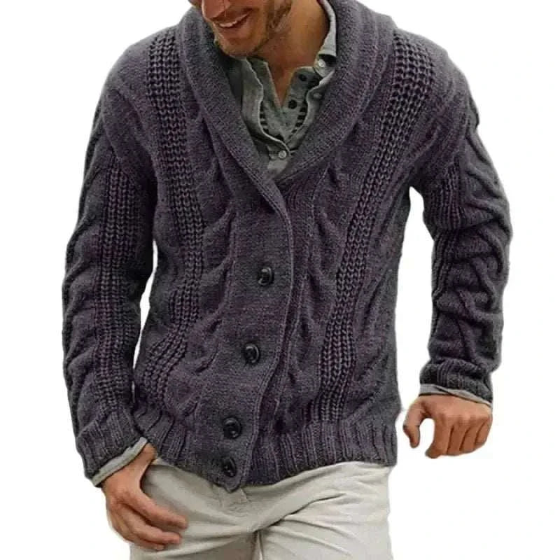 GolfThing Classic Knit Cardigan sweater with twisted flower cable knit and tailored fit for golf and casual wear