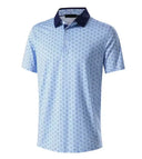 GolfThing Print Pattern Golf Polo Shirt - White Navy