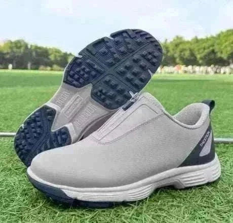 GolfThing Zen Zipper spikeless golf trainers in grey with zipper closure