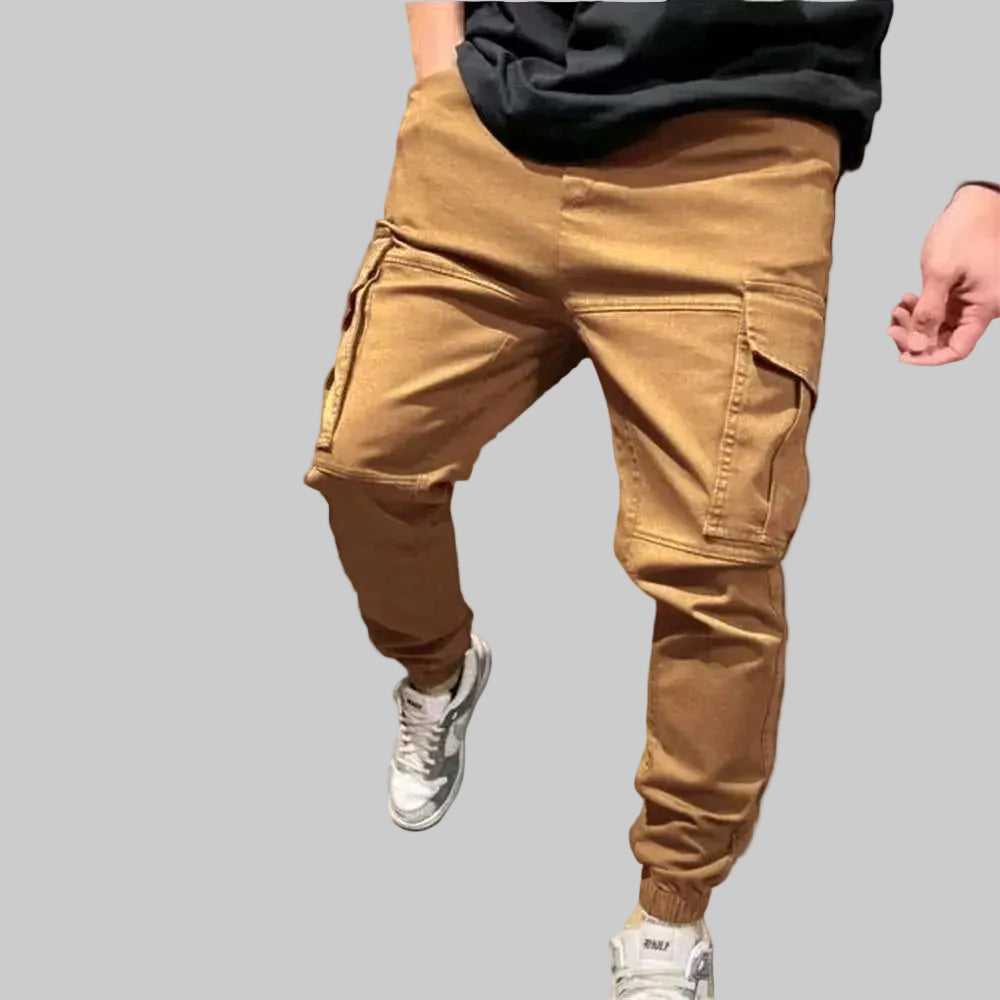 Men wearing GolfThing Cuffed Cargo Trousers in casual outdoor setting