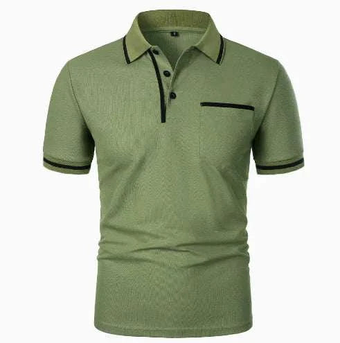 GolfThing Elite Lapel Golf Polo Shirt - Light Grey