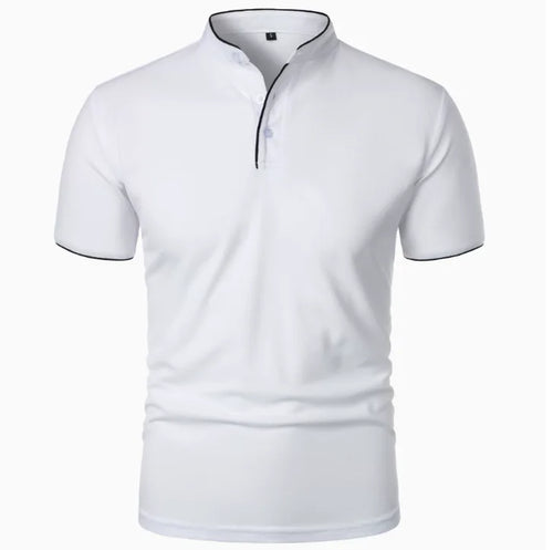 GolfThing Stand-Up Collar Golf Polo Shirt - White