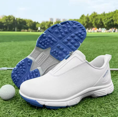 GolfThing Zen Zipper Golf Shoes - Spikeless White & Blue