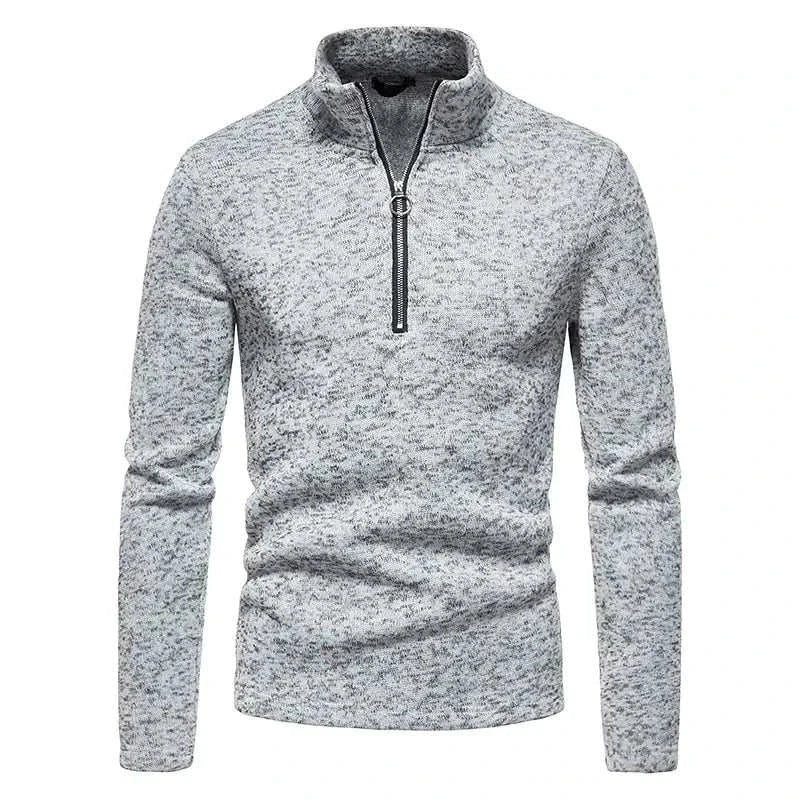 Men's GolfThing Essential Quarter Zip Sweater in classic color with high collar and full zipper for warmth and style