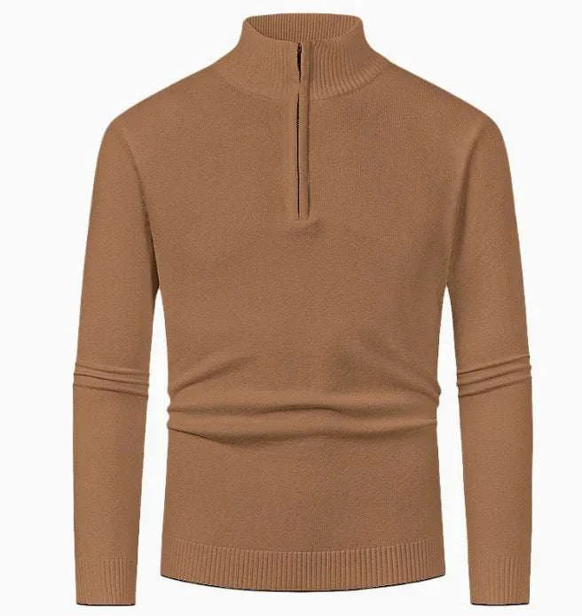 GolfThing Heritage Knit Polo golf sweater in grey with quarter-zip collar and athletic fit