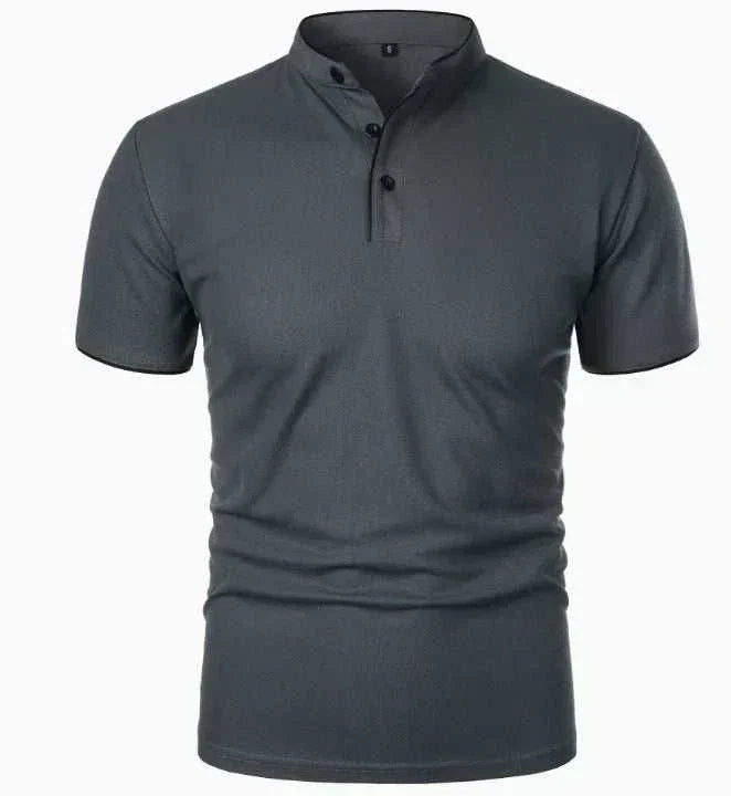 Pink GolfThing stand-up collar golf polo shirt with moisture-wicking fabric and athletic fit