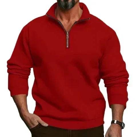 White GolfThing mid-season comfort quarter-zip golf sweater with mockneck collar for versatile layering