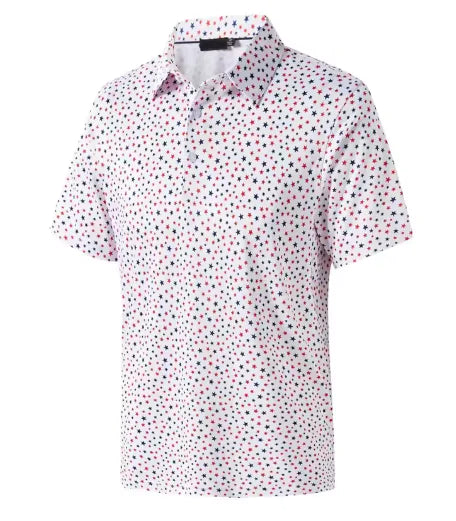 GolfThing 3D Print Pattern Golf Polo Shirt - Navy