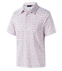 GolfThing Print Pattern Golf Polo Shirt - White Navy