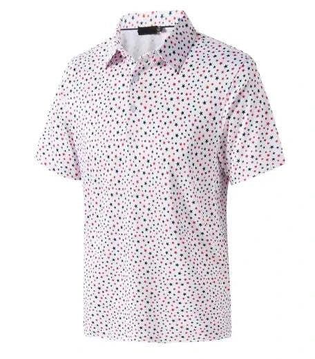 GolfThing Print Pattern Golf Polo Shirt - Navy
