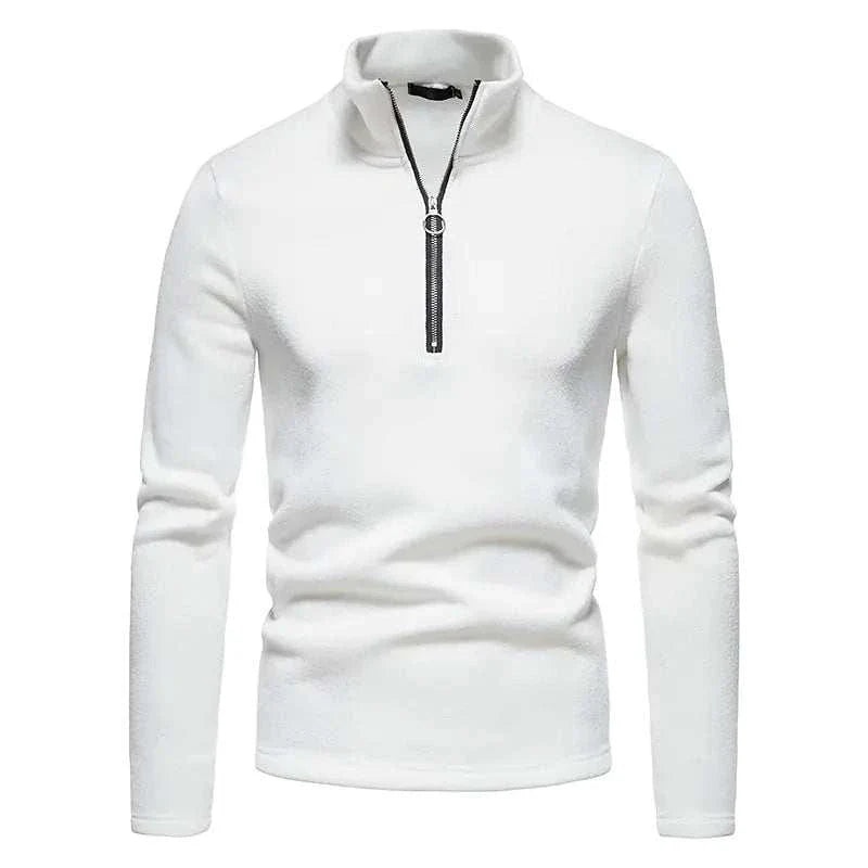 Men's GolfThing Essential Quarter Zip Sweater with high collar and full zipper in classic solid color