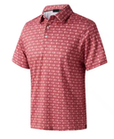 GolfThing Print Pattern Golf Polo Shirt - White Navy