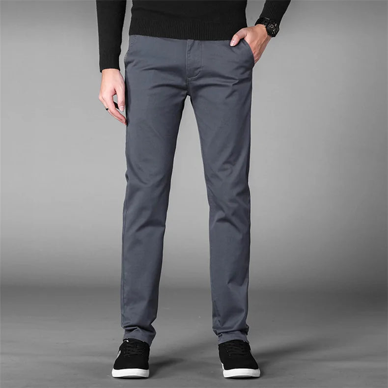 GolfThing Men's Fitted Golf Chinos - Golf Trousers in Navy