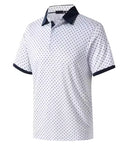 GolfThing 3D Print Pattern Golf Polo Shirt - White Navy