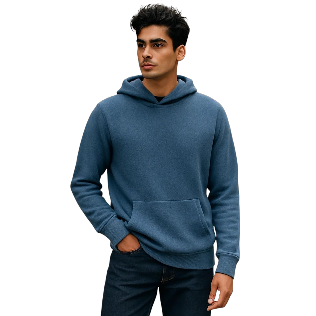 Pastel blue GolfThing Heritage Knitted Golf Hoodie designed for golf comfort and style with athletic fit and breathable fabric.