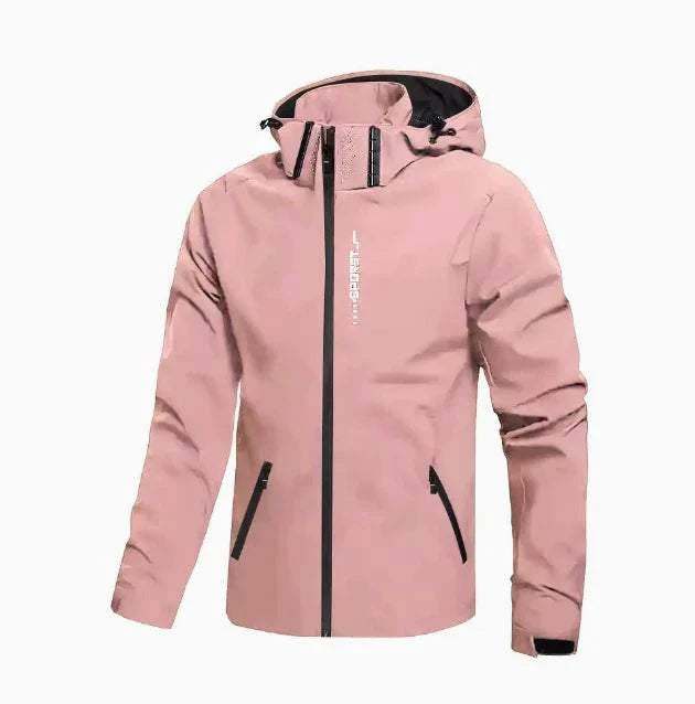 Men's Waterproof Windbreaker GolfThing red lightweight golf jacket with hood and zippered pockets