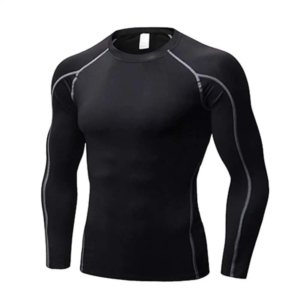 Black men's long-sleeve GolfThing quick-dry golf body warmer with slim fit and dynamic line detailing