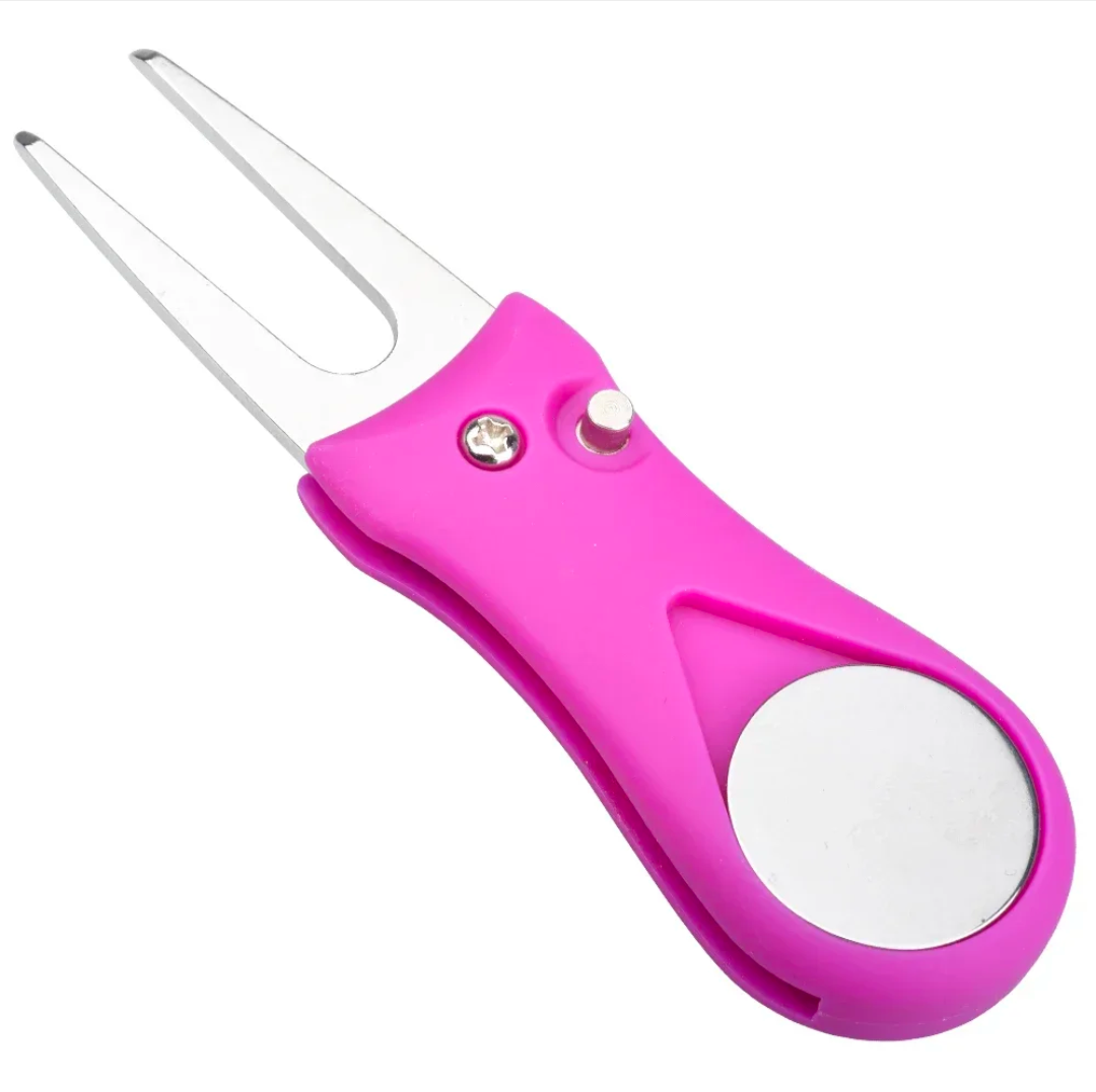 Blue Foldable Pitch Mark Repairer & Magnetic Ball Marker - Golf Accessories