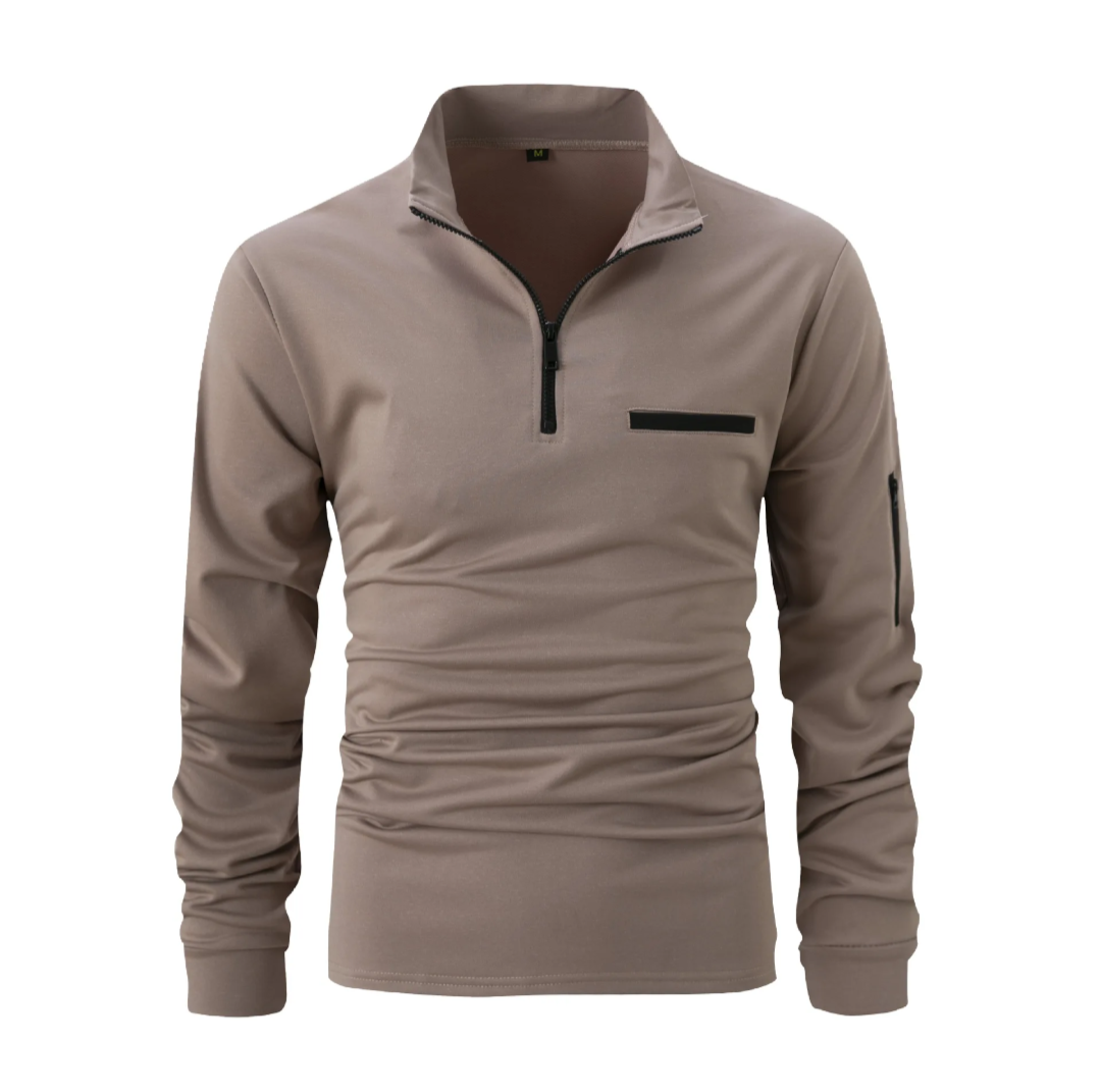 Men's GolfThing Collared Slim Fit Quarter Zip Pullover Black