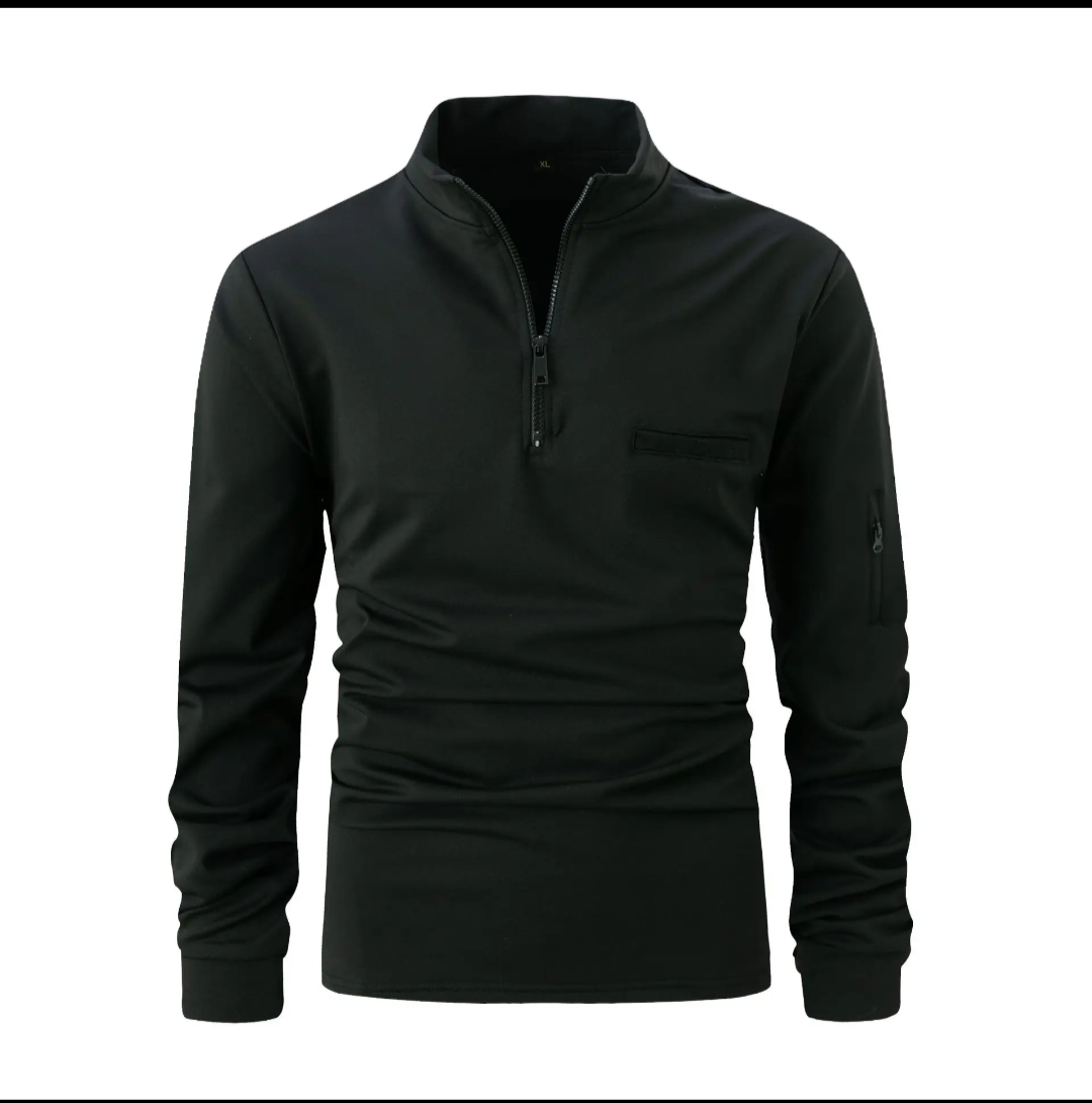 Men's GolfThing black collared slim fit quarter zip pullover jumper