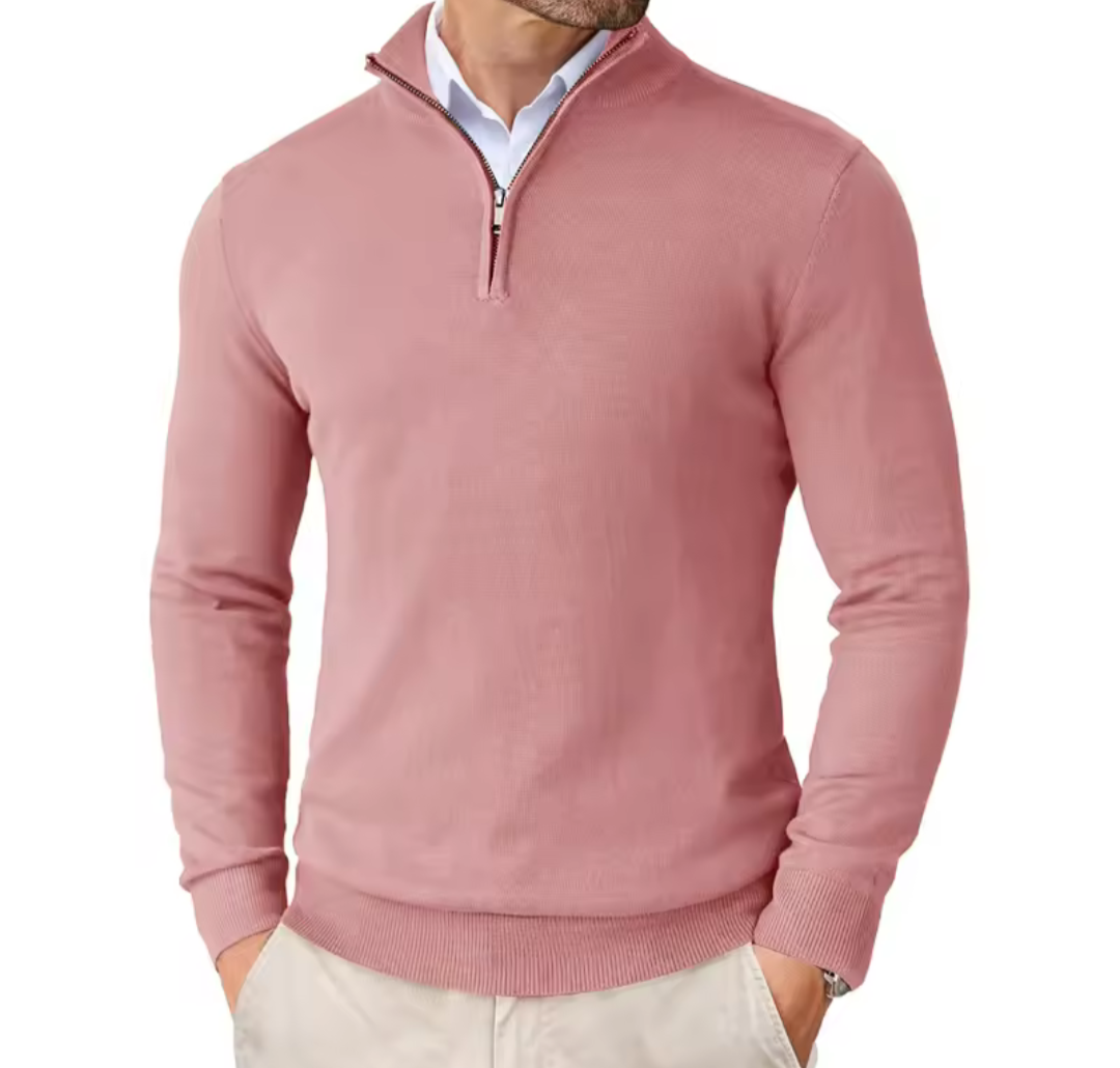 Men's Heritage Quarter-Zip slim fit black pullover for golf with performance stretch and breathable fabric