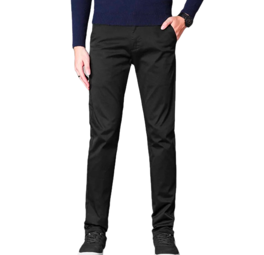 GolfThing Men's Fitted Golf Chinos - Golf Trousers in Black