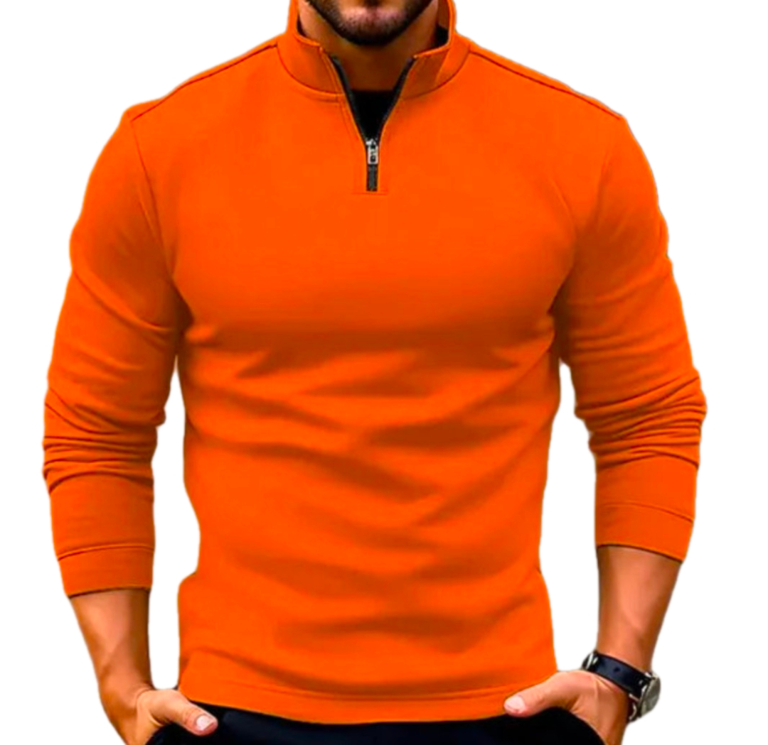 Men's GolfThing Athletic Fit Long-sleeve Zipper Sports Sweater White