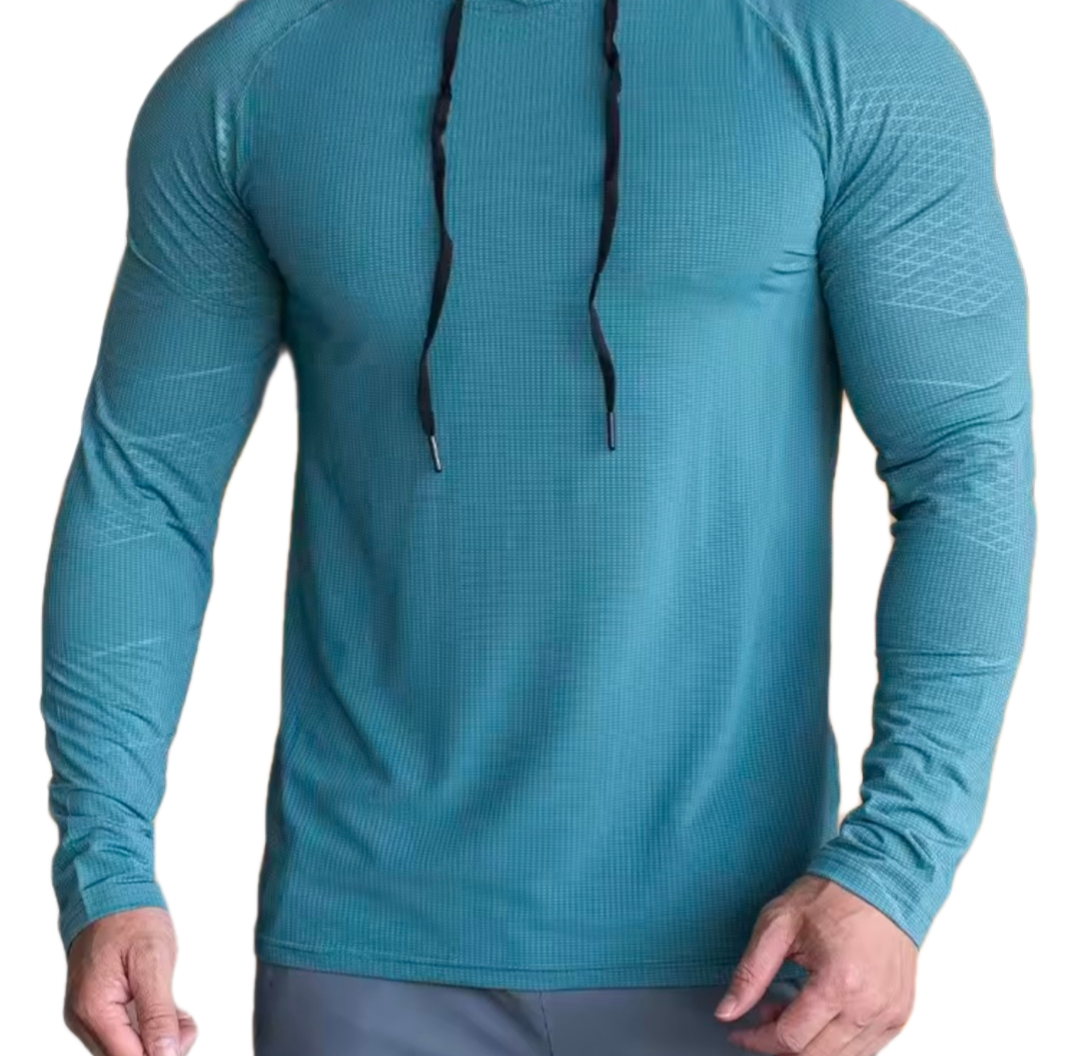 White slim fit GolfThing golf hoodie with hood and drawstrings