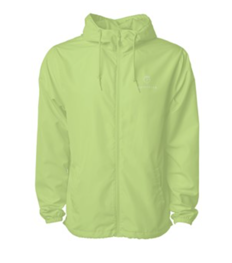 Light green GolfThing waterproof full zip golf windbreaker jacket