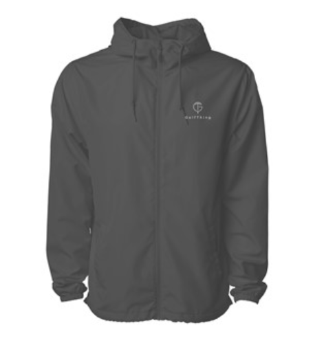 GolfThing Waterproof grey full zip golf windbreaker jacket with hood
