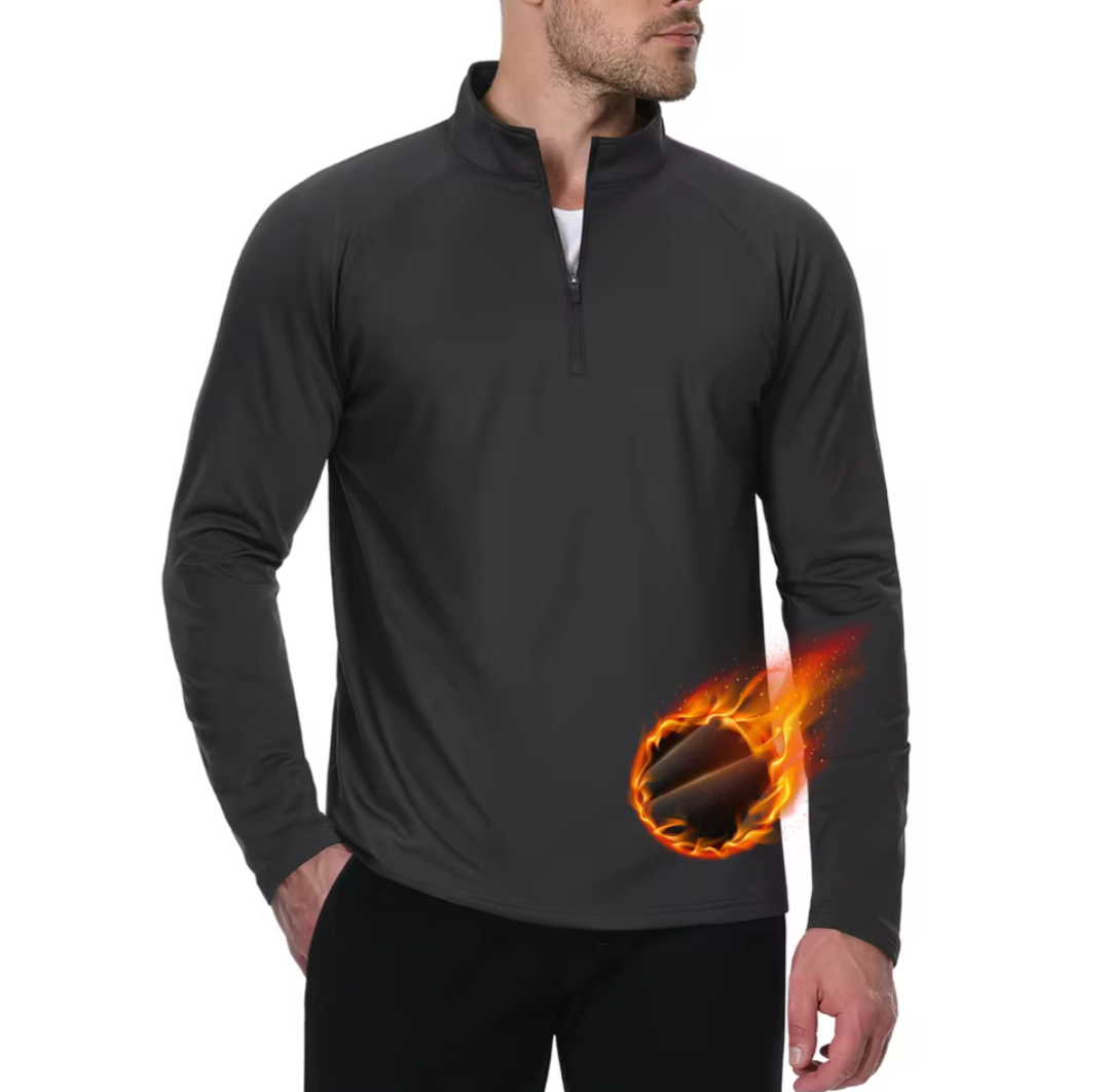 Black GolfThing Moisture Wick Quarter Zip thermal golf sweater with moisture-wicking fabric and stretch performance